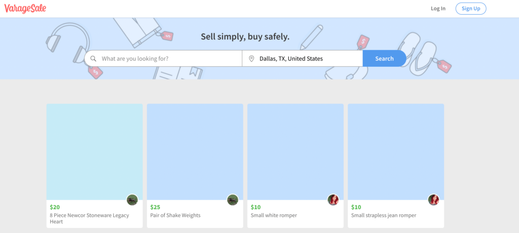 varagesale website to sell shoe